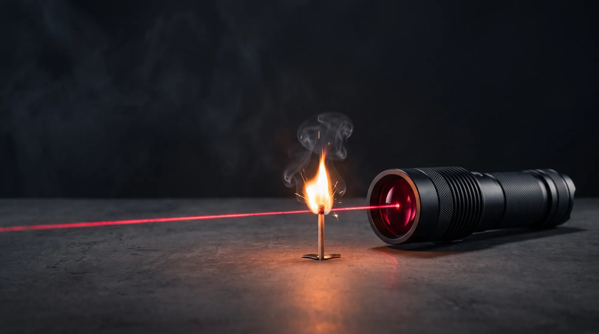 Laser acendendo um fósforo à distância